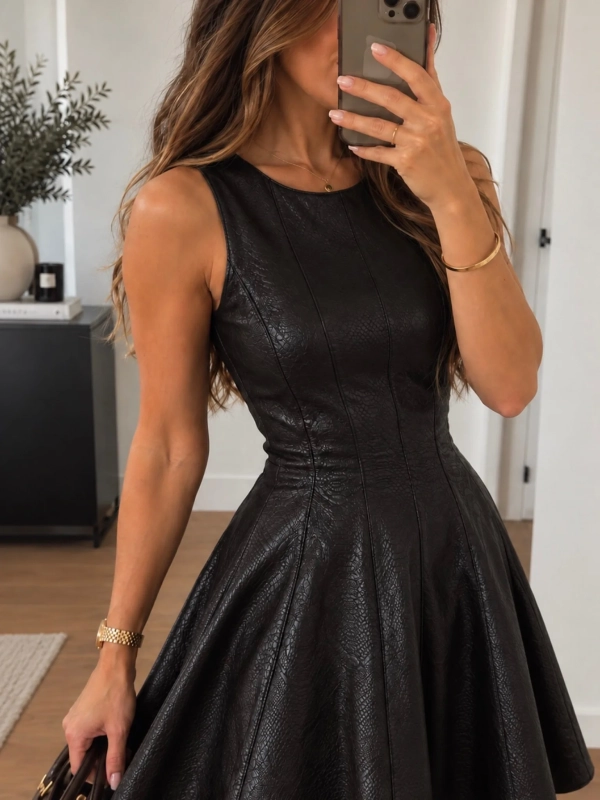 Robe femme évasée en similicuir - MÉLOÉ - Affaire de Filles