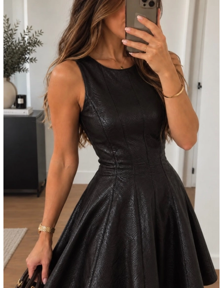 Robe femme évasée en similicuir - MÉLOÉ - Affaire de Filles