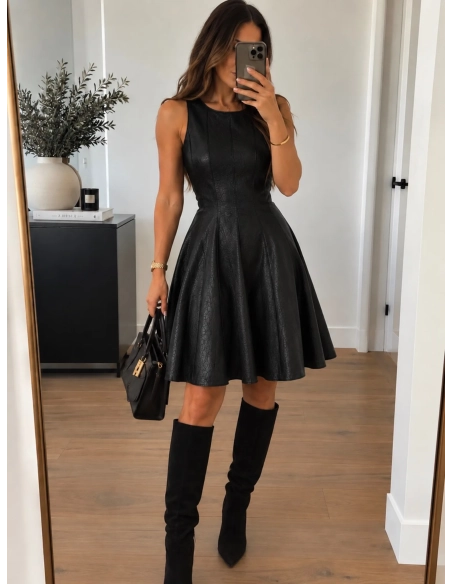 Robe femme évasée en similicuir - MÉLOÉ - Affaire de Filles