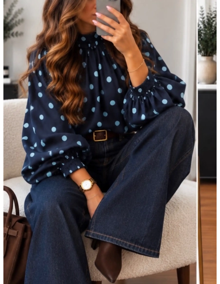Blouse femme volumineuse à pois - BRUME - Affaire de Filles