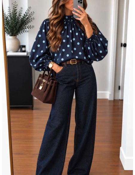 Blouse femme volumineuse à pois - BRUME - Affaire de Filles