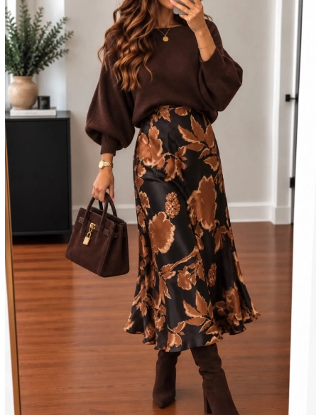 Jupe fluide femme imprimé floral - ENI - Affaire de Filles