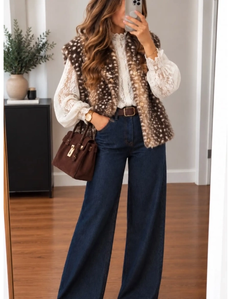 Gilet en fourrure bambi - AVELUNE - Affaire de Filles