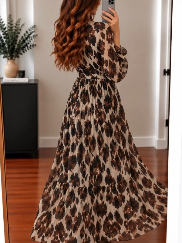 Robe longue imprimé léopard - HUGO - Affaire de Filles