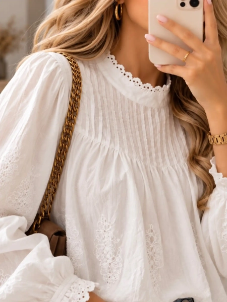 Blouse femme blanche brodée - SYLVANE - Affaire de Filles 2