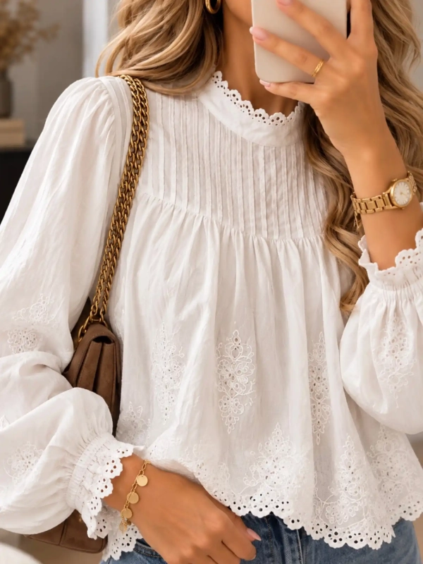 Blouse femme blanche brodée - SYLVANE - Affaire de Filles
