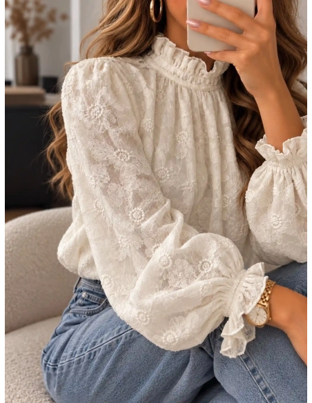 Blouse femme dentelle blanche - PINEL - Affaire de Filles